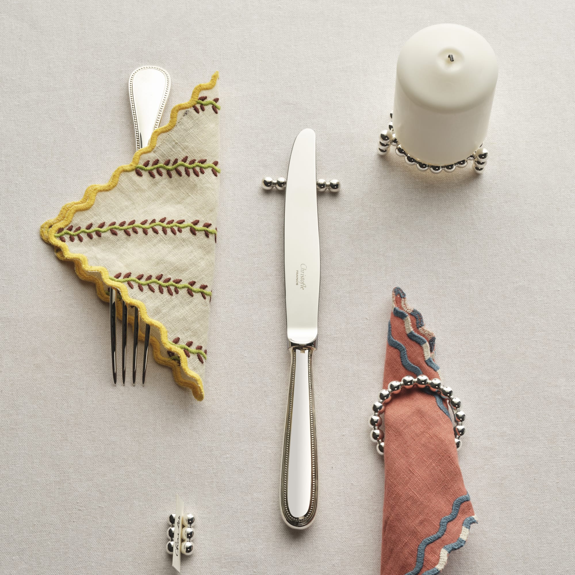 Individual place settings (5 pieces) Perles Sterling silver